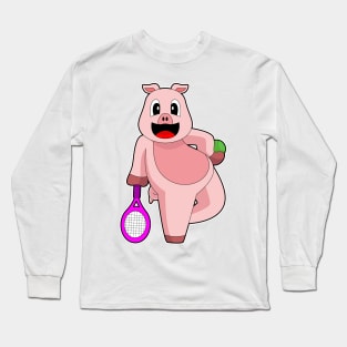 Pig Tennis Tennis racket Sports Long Sleeve T-Shirt